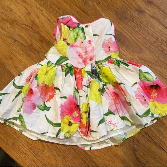 Ted Baker Baby Girl Pink Floral Sleeveless Tank Fancy Dress 3-6 Months - Picture 11 of 11